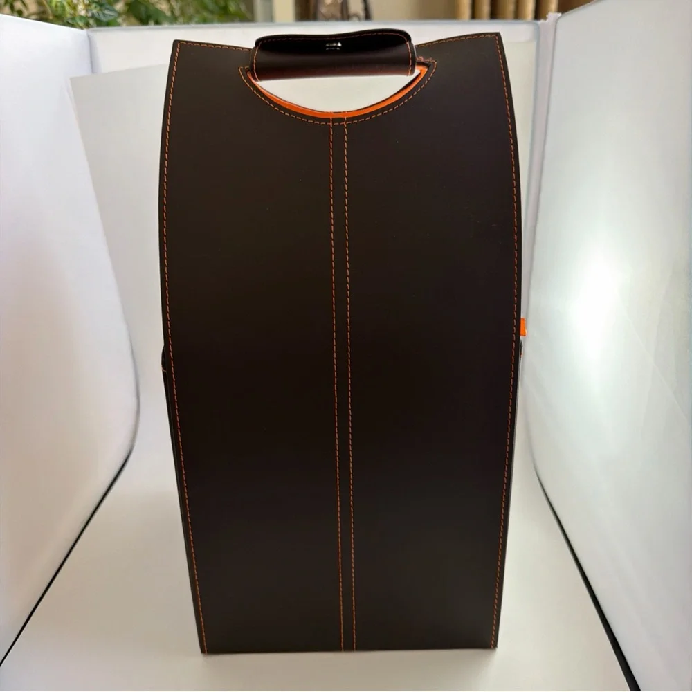 Faux, leather wine, carrier, gift box portable four bottle holder, picnic